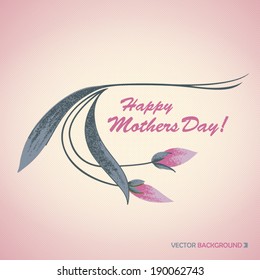 Screen printing style pink tulips emblem for mothers day with caption on pink background