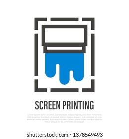 Screen printing thin line icon. Vector illustration of typography equipment.