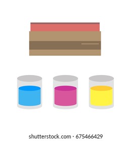 Screen Printing Tools. Silk screen. CMYK inks.