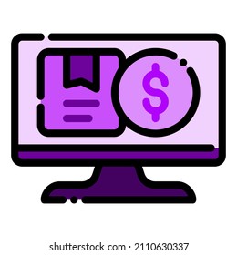 screen product packet package shipment shipping money market ecommerce icon