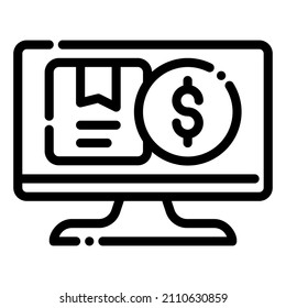 paquete de productos de pantalla envío envío de envío de dinero ecommerce icono