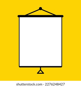 Screen for projector. Flat, white, blank projector screen. Vector illustration