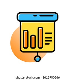 Screen Projector With Graph Icon. Isolated Vector Illustration