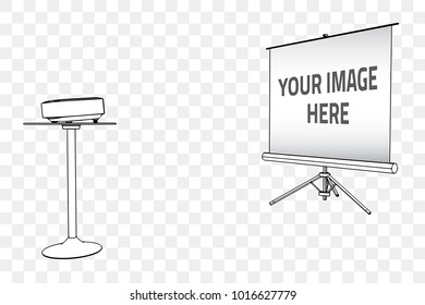 screen and projector silhouette vector editable