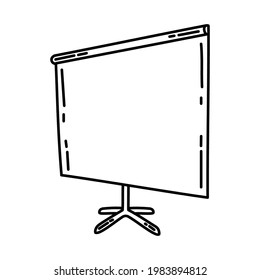 Screen Projector as Telecommunication Equipment Hand Drawn Icon Set Vector.