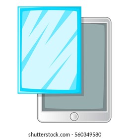 Screen protector film for tablet icon. Cartoon illustration of screen protector film for tablet vector icon for web design