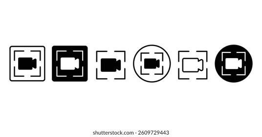Screen Recorder Icons Set Black and White Camera Symbols Vector Design Illustration