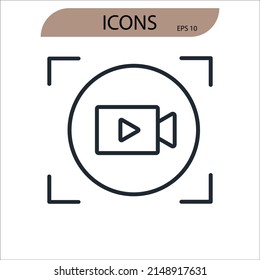 screen recording icons  symbol vector elements for infographic web