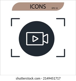 screen recording icons  symbol vector elements for infographic web