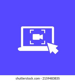 screen recording in laptop vector icon