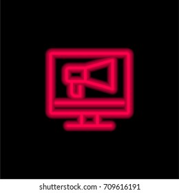 Screen red glowing neon ui ux icon. Glowing sign logo vector