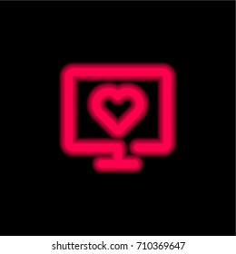 Screen red glowing neon ui ux icon. Glowing sign logo vector