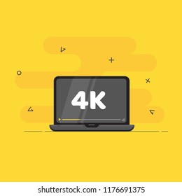 Screen resolution. Trendy flat vector on yellow background.