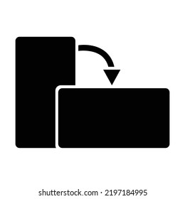 Icono negro de rotación de pantalla. Adecuado para necesidades de diseño de sitios web, contenido, afiches, banner o edición de video