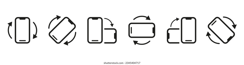 Screen rotation icon set. Mobile screen rotation. Vector illustration
