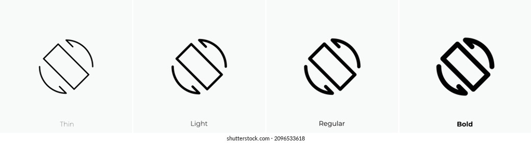 screen rotation icon. Thin, Light Regular And Bold style design isolated on white background
