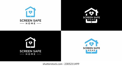screen safe home logo designs, icon vector elements.