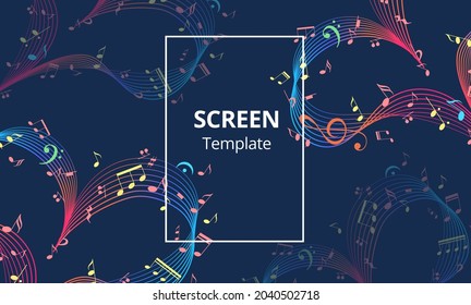 Screen saver design or web banner with music heart. Valentine day design element. Vector