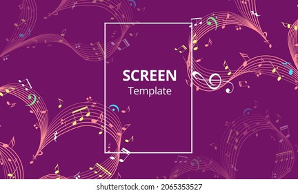 Diseño de salvapantallas o banner web con corazón musical. Elemento de diseño de San Valentín. Vector
