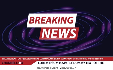 Screen saver on breaking news background. Urgent news release on television vector illustration design background