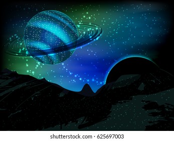 Screen saver space. Background space. Illustrating your design. A planet striped with rings. Jupiter