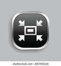 diseño de iconos de escala de pantalla. Estilo botón brillante rectángulo redondeado aislado en fondo gris. Ilustración del vector