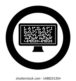 Screen with the scheme Technology concept icon in circle round black color