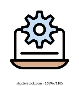 screen setting vector flat color icon 
