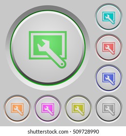 Screen settings color icons on sunk push buttons