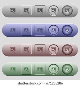 Screen settings icons on rounded horizontal menu bars in different colors and button styles