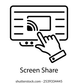 Icono de cuota de pantalla en estilo lineal