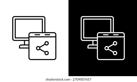Diseño de conjunto de iconos blancos de contorno de Compartir de pantalla