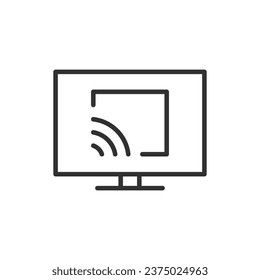 Screen Sharing, linear icon. Screen Sharing technology on TV. Line with editable stroke