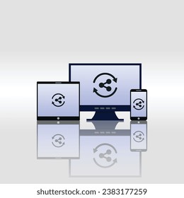 screen sharing vector, graphic vector illustration of screen sharing, can be used for online meetings, gatherings, presentations, communication, etc.