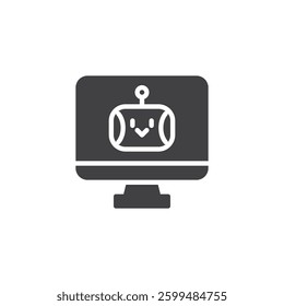 Screen showing chatbot performance vector icon. filled flat sign for mobile concept and web design. Chatbot Dashboard glyph icon. Monitoring bot activity symbol, logo illustration. Vector graphics