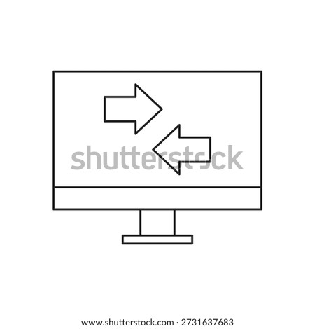 Screen showing left and right arrows for sync