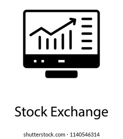 A screen showing line graph giving the concept of stock exchange 
