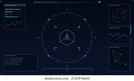 La pantalla muestra un tablero con gráficos y métricas para el seguimiento del rendimiento del sistema. Los puntos de datos y los análisis se presentan en un diseño circular para facilitar su comprensión.