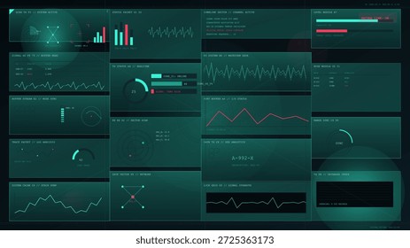 La pantalla muestra varios gráficos y gráficos que muestran estadísticas. Se representan diferentes Conjuntos de datos, incluidas series temporales y métricas. El diseño ayuda a analizar el rendimiento y las tendencias.