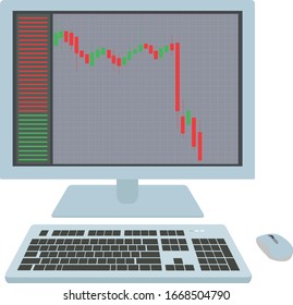 screen shows stock markets fall down