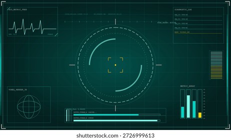 A screen shows various metrics and data visualizations in a control room. Graphs and indicators are displayed to track performance. Numbers are updated in real time.