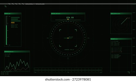 A screen shows various readings and graphs related to equipment status and performance. Data includes numerical values and visual representations. This is part of a monitoring system.