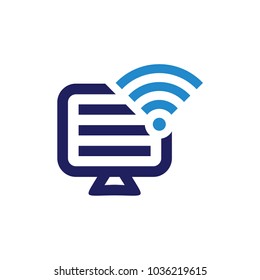 Screen with Signal icon template logo design.