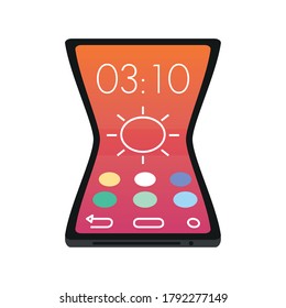 Smartphone-Bildschirm mit Anwendungen auf weißem Hintergrund, Vektorgrafik-Design