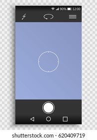 Screen of smartphone with camera interface. viewfinder display