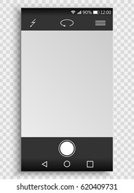 Screen of smartphone with camera interface. viewfinder display