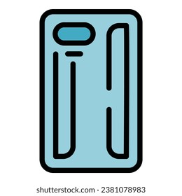 Screen smartphone case icon outline vector. Phone cover. Device protect color flat