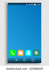 screen of smartphone with icons for user interface design. Isolated. Vector illustration