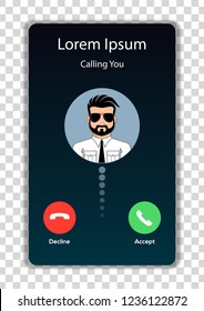 Screen Of Smartphone With Incoming Call. Vector Illustration.