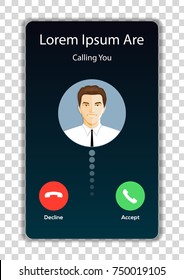 Screen Of Smartphone With Incoming Call. Vector Illustration.